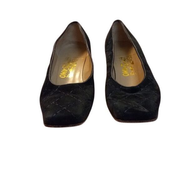 Salvatore Ferragamo Salvatore Ferragamo Size 8 B Black Quilted Square Toe Block Size US 8 / IT 38 - 4 Thumbnail