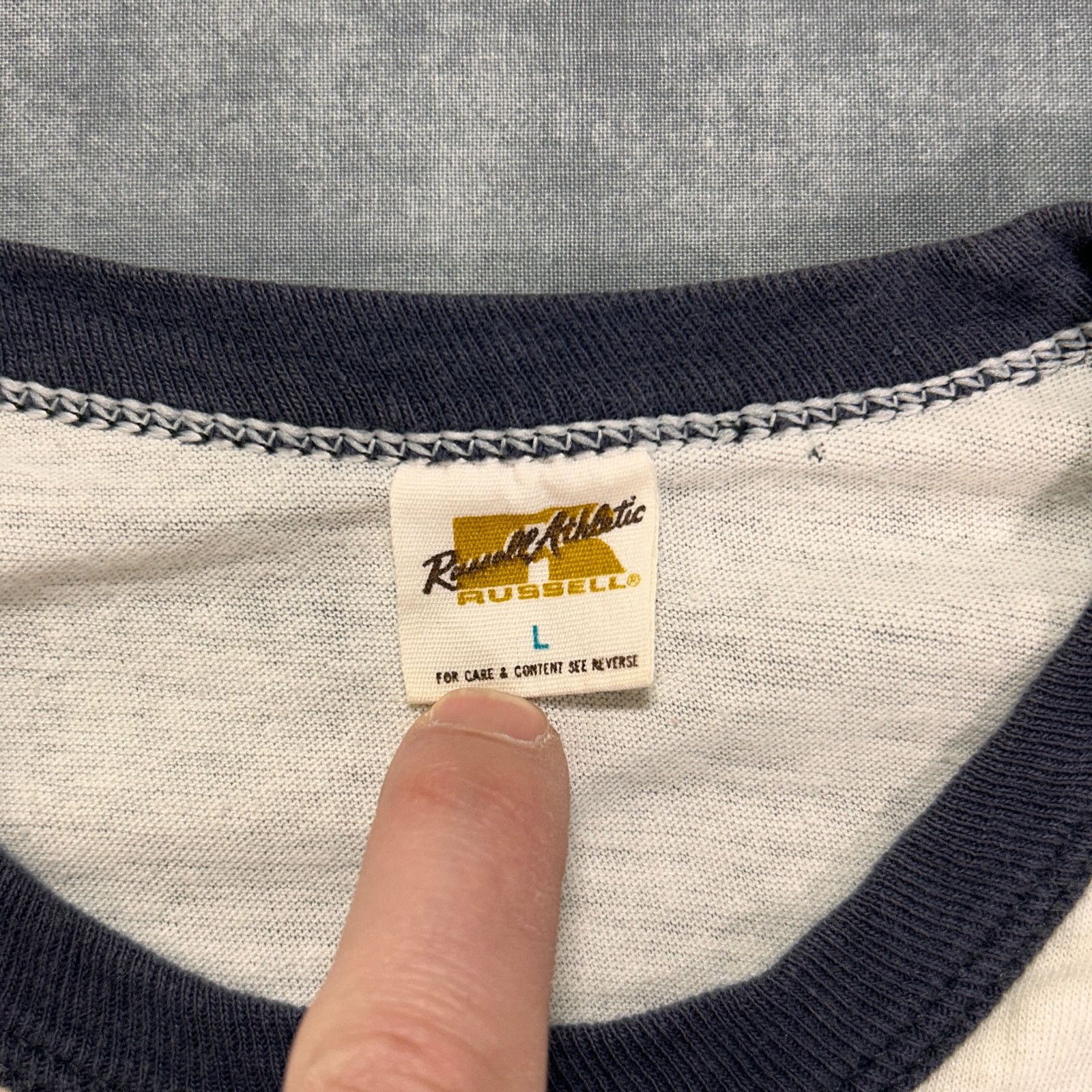 Russell Athletic VTG Russell Scotts Hut Race Antartica Penguins ringer tee Size US L / EU 52-54 / 3 - 4 Thumbnail