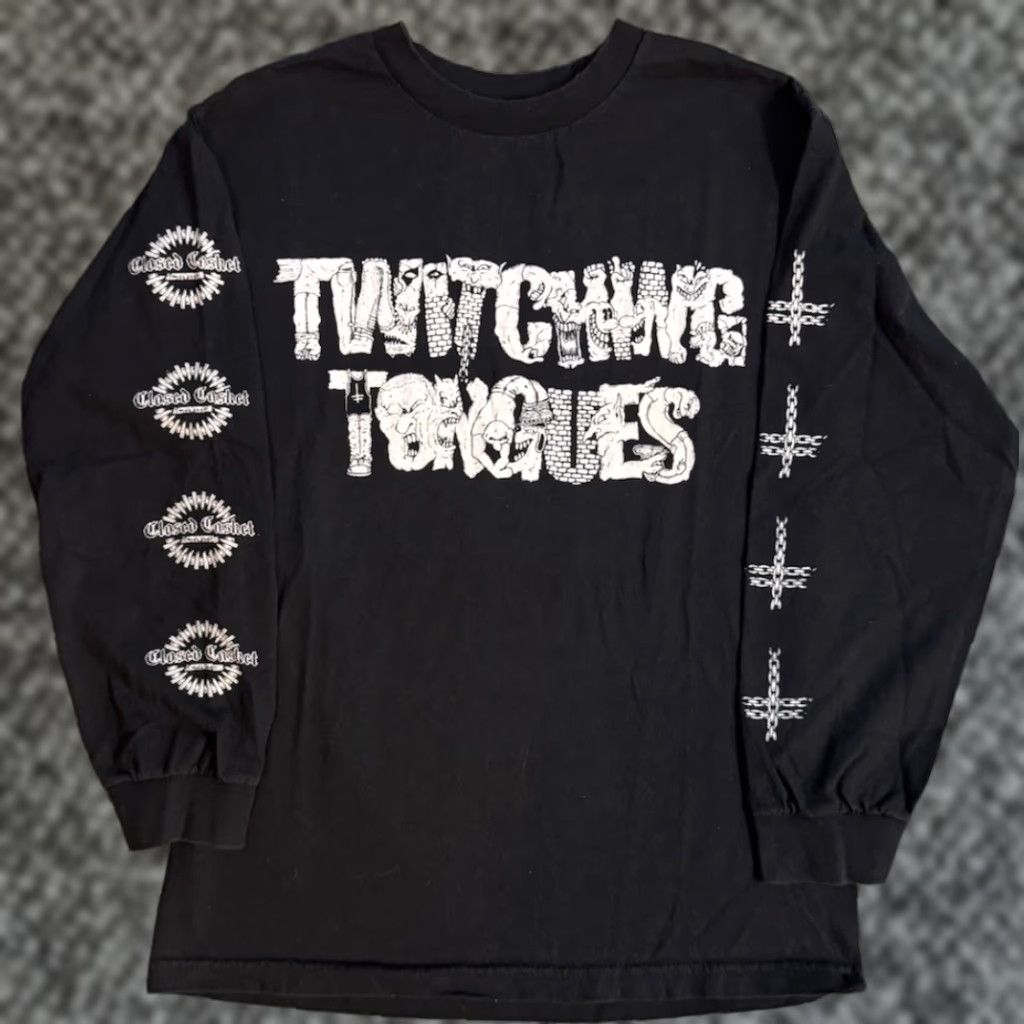 CLOSED VINTAGE Twitching Tongues T-Shirt Long Sleeve M Black Cotton Logo 2010s Band Metal Punk Hardcore Metalcore Double-Sided Mens Shirt Size US M / EU 48-50 / 2 - 1 Thumbnail