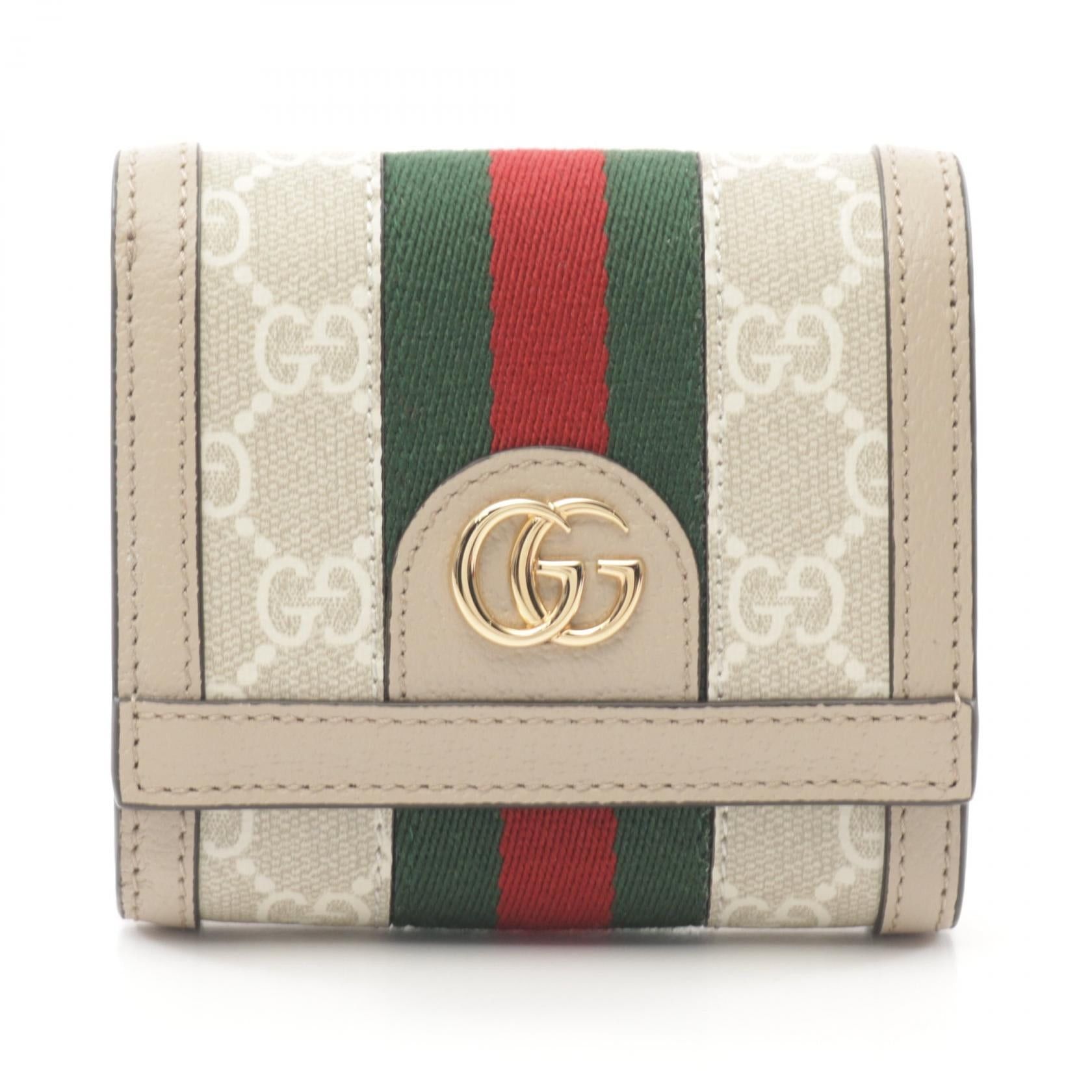 Gucci Gucci Ophidia Gg Wallet Sherry Line Bi-Fold Coated Canvas Leather Beige Multicolor Size ONE SIZE - 1 Thumbnail