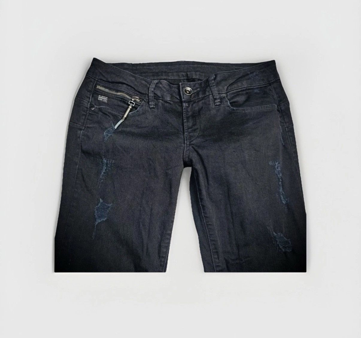 G-Star × Pharrell G-Star Raw Midge Sculpted LW Skinny Biker Jeans Blue & Black Size 31" - 3 Thumbnail