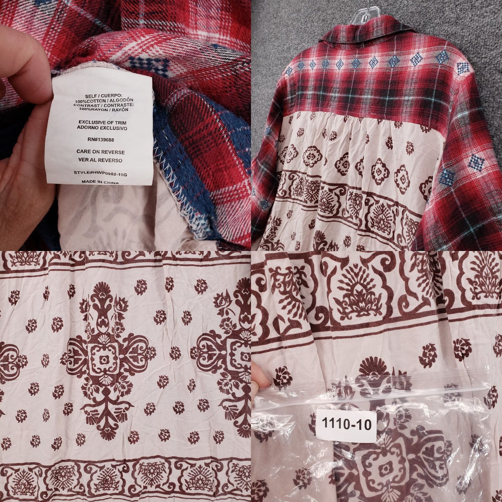 Vintage Hint of Mint Womens 3X Plus Red Black Plaid Button Up Collared Shirt Size XXL / US 16-18 / IT 52-54 - 8 Thumbnail