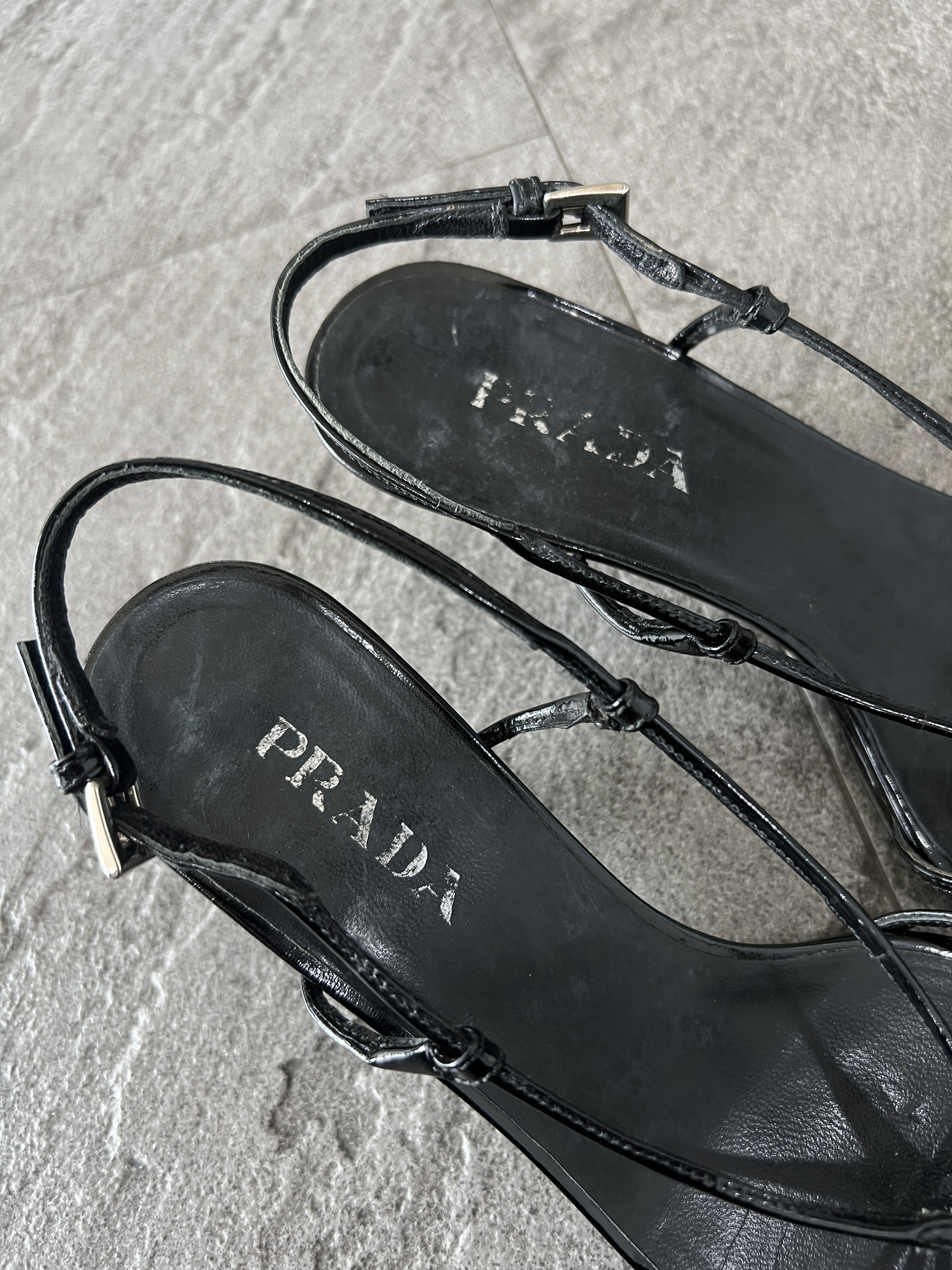 Prada Prada Black Patent Strappy Slingback Kitten Heels 35.5 Size US 5.5 / IT 35.5 - 6 Thumbnail