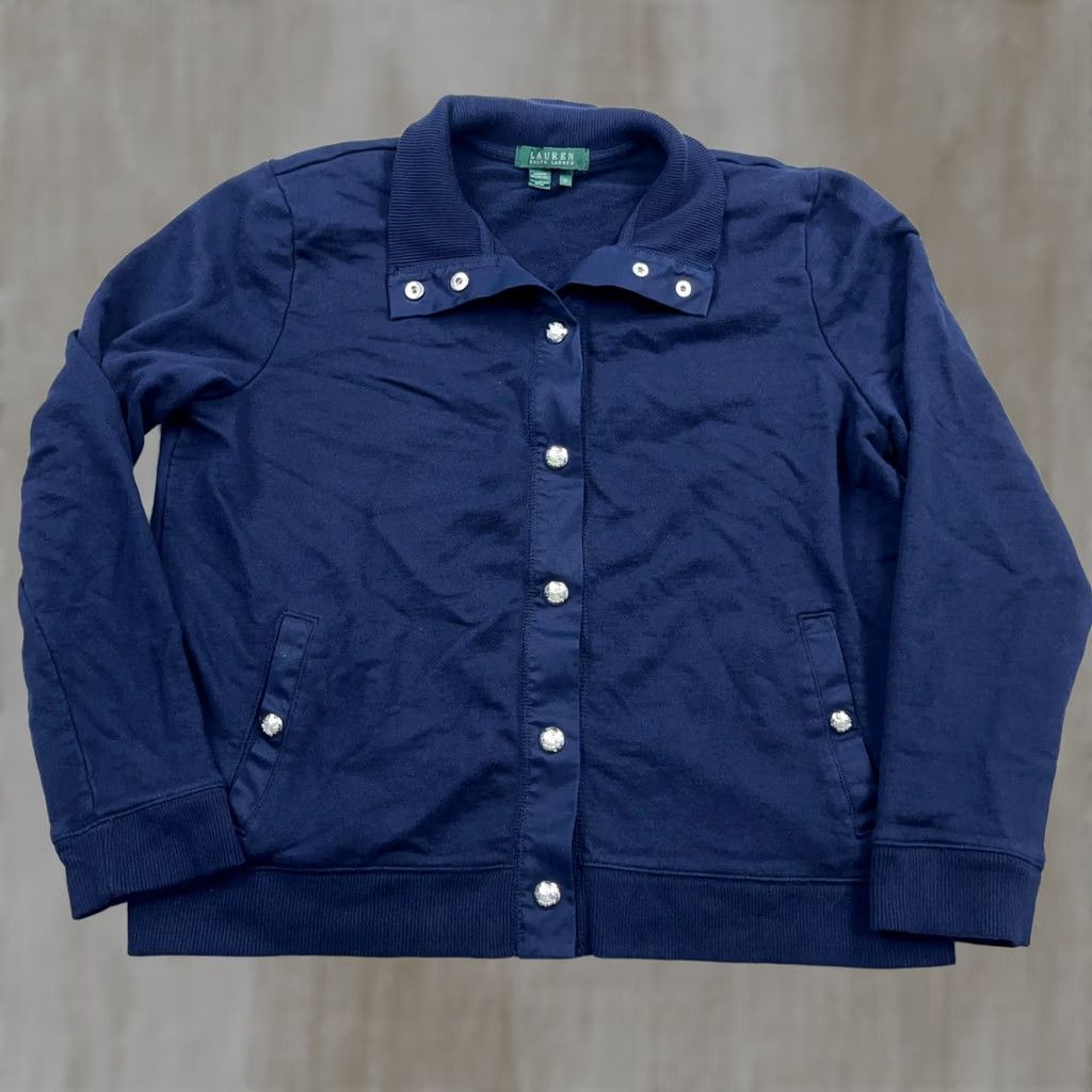 Ralph Lauren VINTAGE Lauren Ralph Lauren Jacket Women XL Navy Blue Snap Button Nautical LRL Size XL / US 12-14 / IT 48-50 - 1 Thumbnail