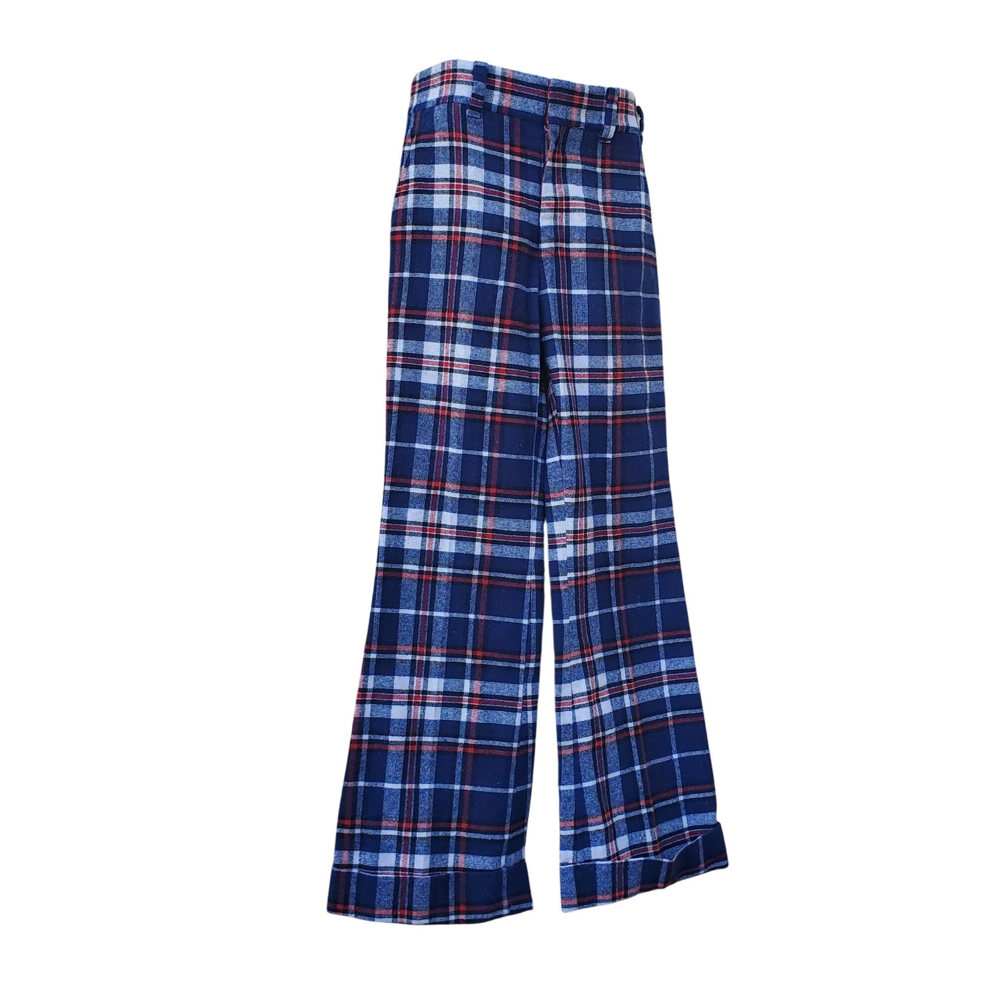 Other Vintage 60s Mod Pants Women 4 Blue Red White Plaid Flared Cu Size 27" / US 4 / IT 40 - 7 Thumbnail