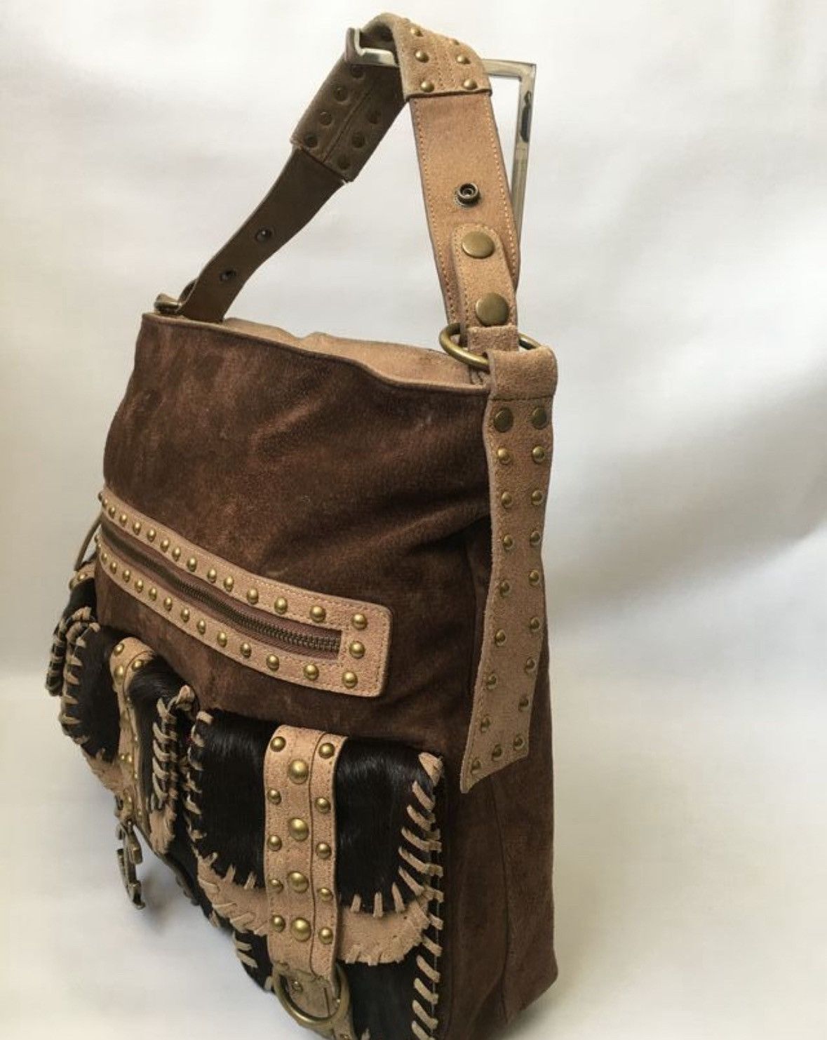 Just Cavalli Cavalli cream western suede hobo bag Size ONE SIZE - 4 Thumbnail