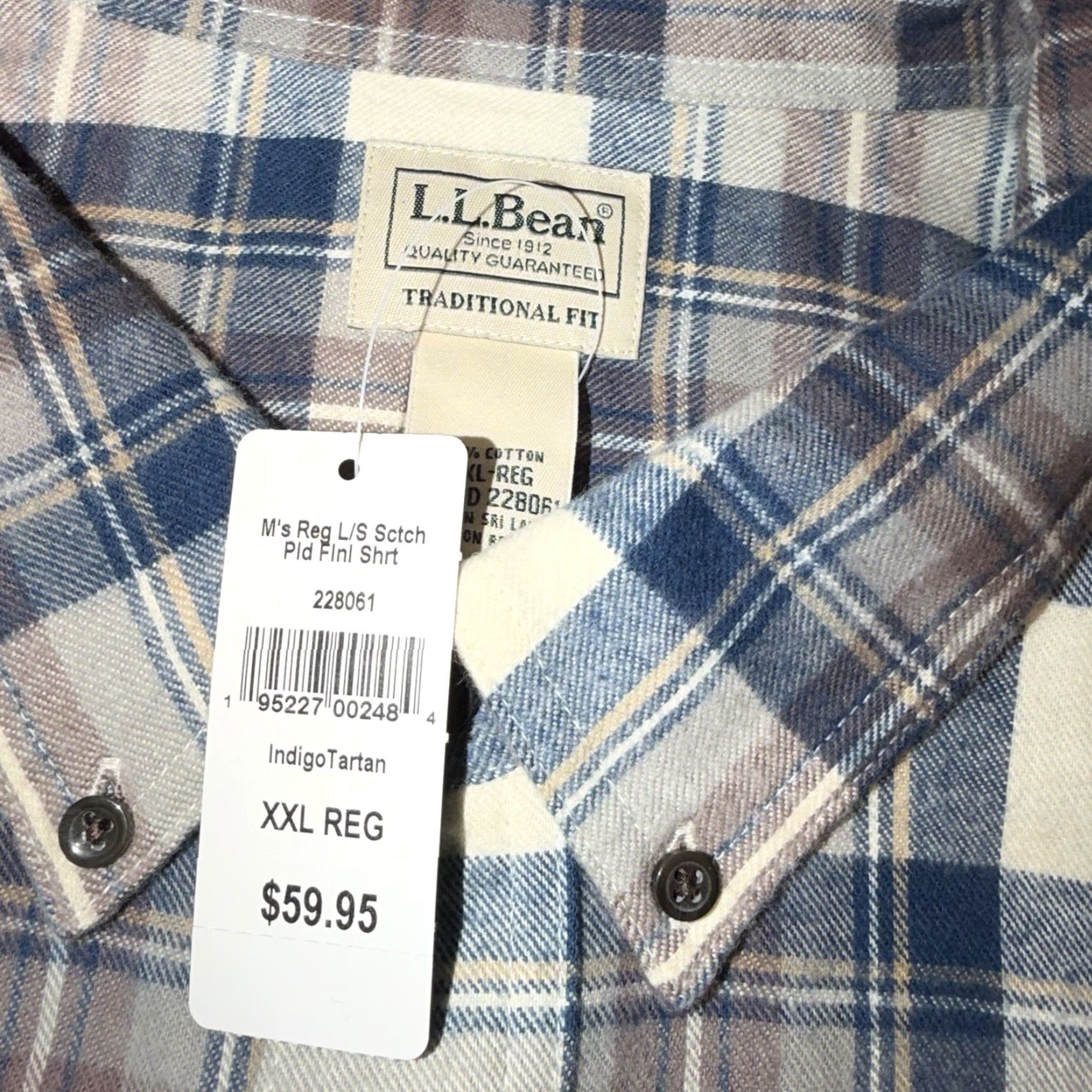 Vintage LL BEAN Scotch Plaid Flannel Shirt Men’s XXL Traditional Fit Indigo Tartan New Size US XXL / EU 58 / 5 - 2 Thumbnail