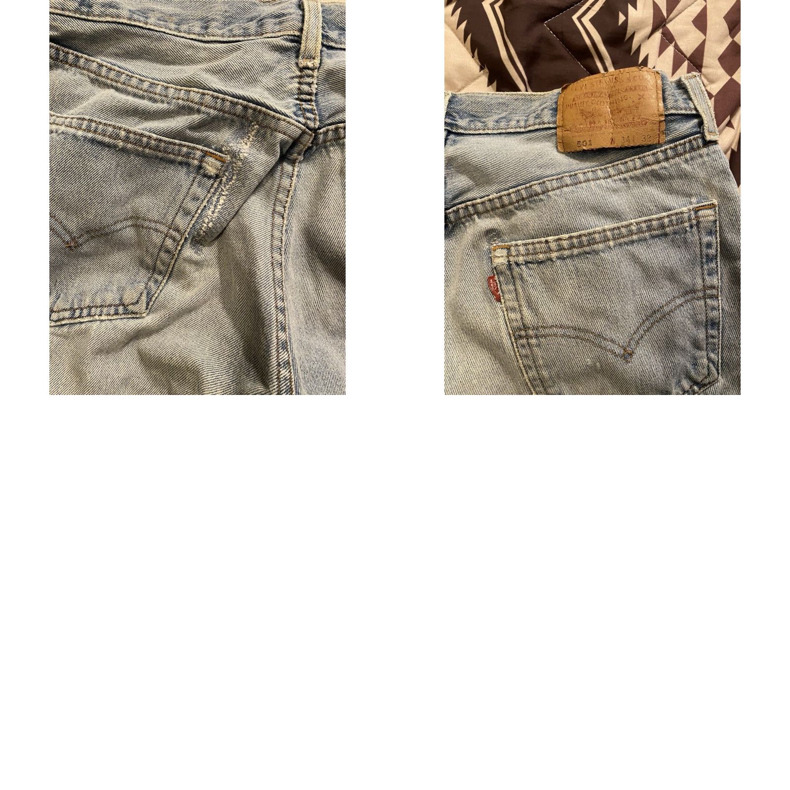 Levi's VINTAGE Levi’s 501 Jeans Men Light Wash Distressed Faded 33x31 Regular Straight Blue Denim Cotton Button Logo USA 90s Grunge Size US 33 - 9 Thumbnail