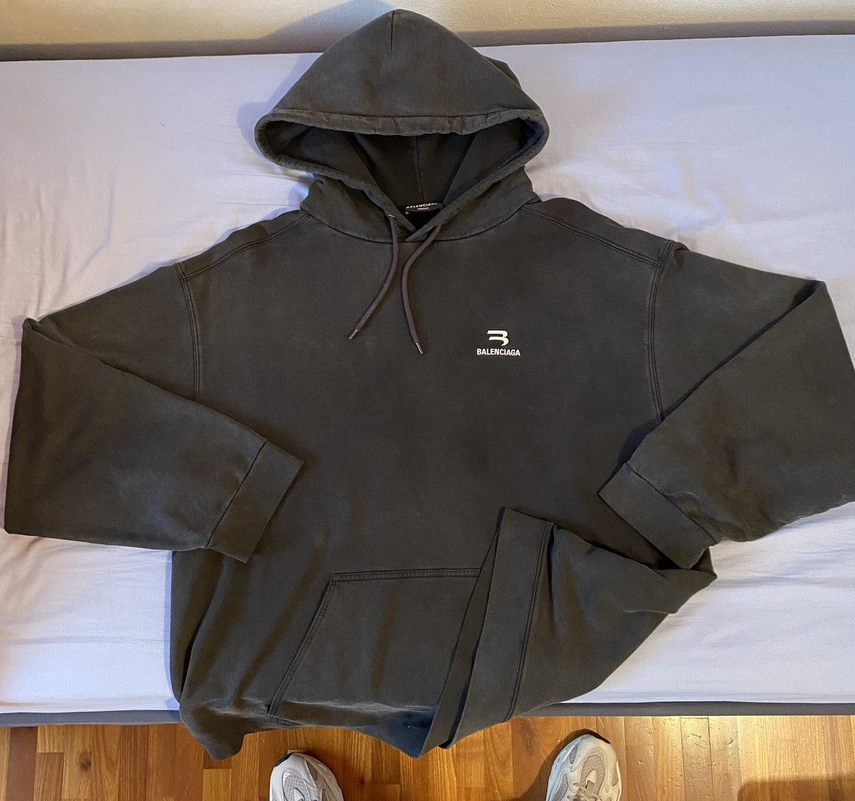 image of Balenciaga Hoodie in Washed Black, Men's (Size XL)