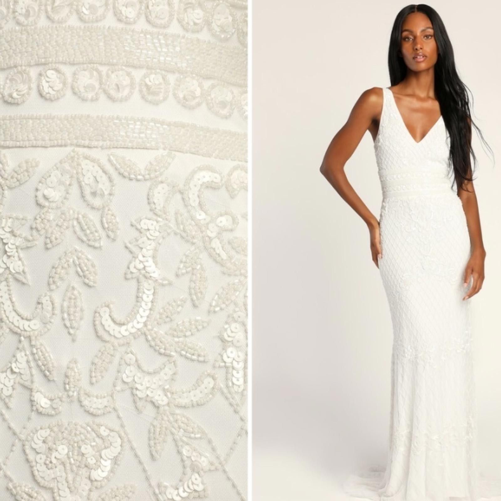 Lulus LULUS Bridal Wedding Elegant Floral Beaded Gown Size XS / US 0-2 / IT 36-38 - 3 Thumbnail