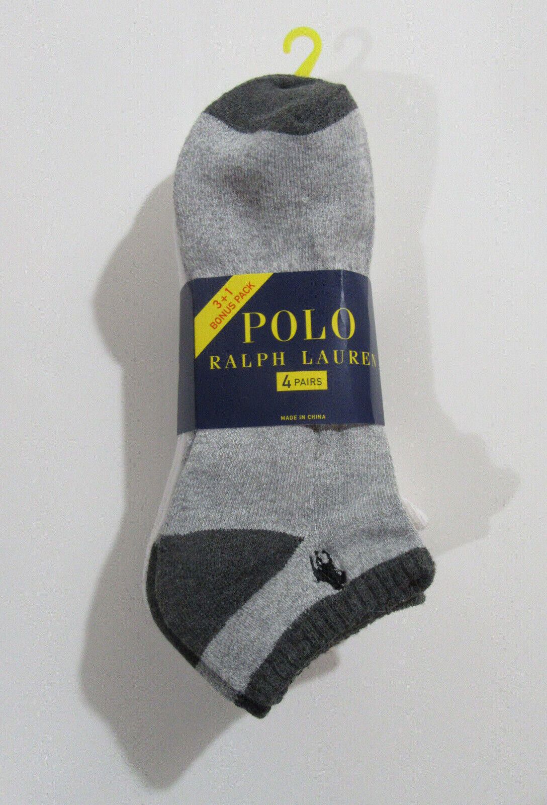 Polo Ralph Lauren Polo Ralph Lauren Mens Low Cut Socks White and Grey 4 pack Size ONE SIZE - 1 Thumbnail