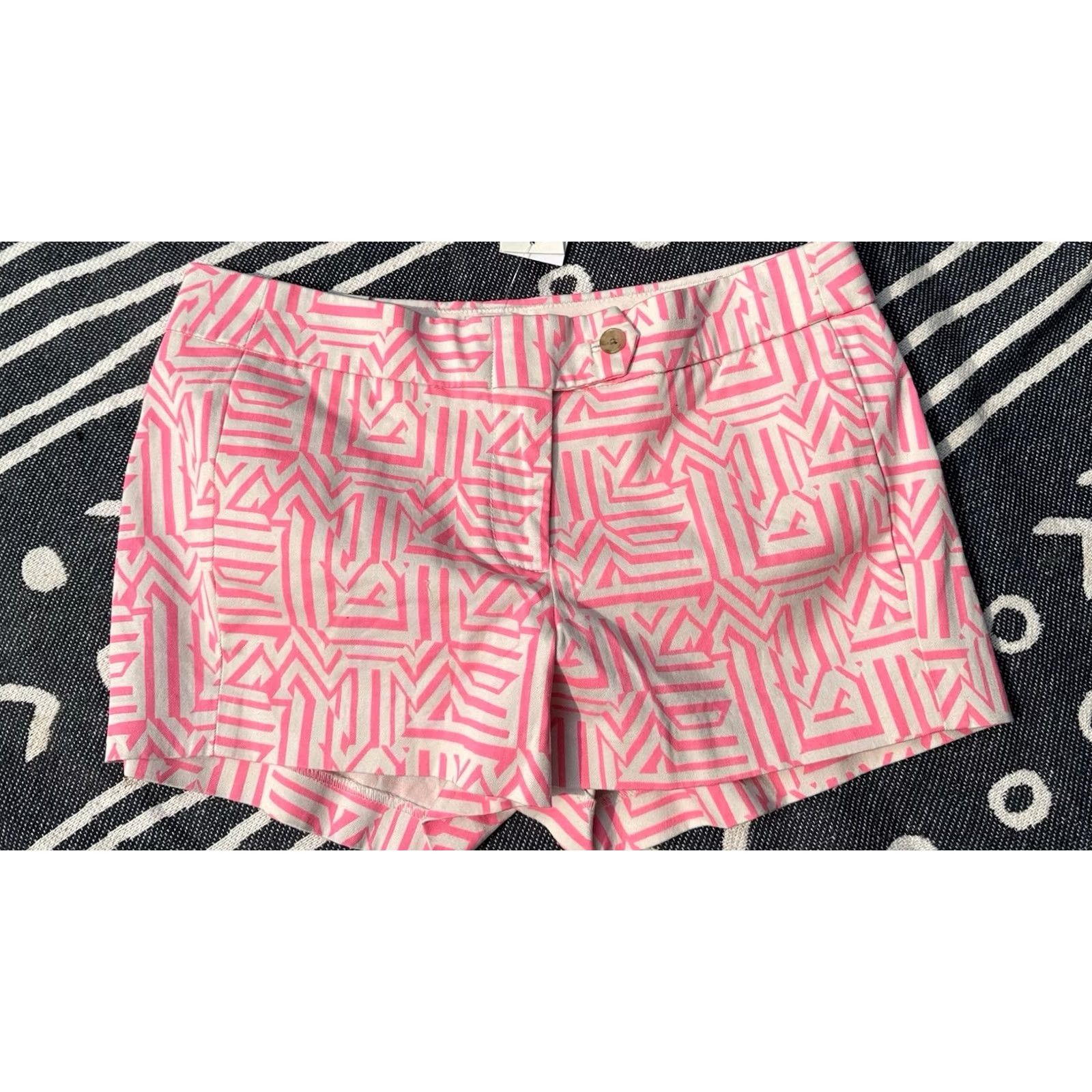 J.Crew J.CREW Tiki Neon Pink Geometric Pattern Stretch City Fit Chino Shorts Size 4 Women Size 27" / US 4 / IT 40 - 2 Thumbnail