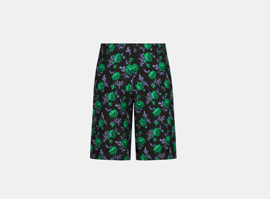 o1w1db11123 Dior Jardin Bermuda Shorts in Black & Green