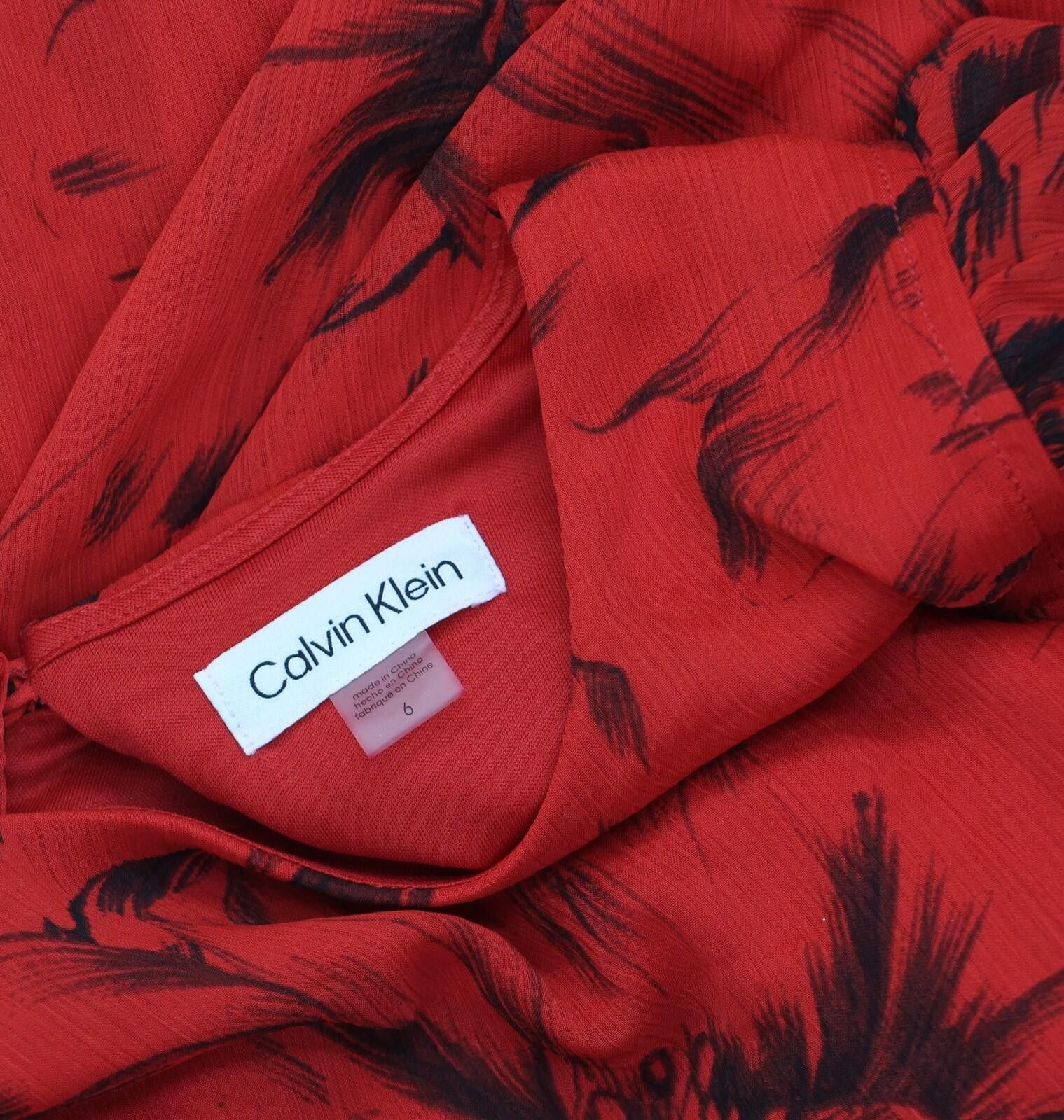 Calvin Klein Nwt Calvin Klein Sheer Jewel Neck Shift Dress Red / Black 6 Size M / US 6-8 / IT 42-44 - 5 Thumbnail