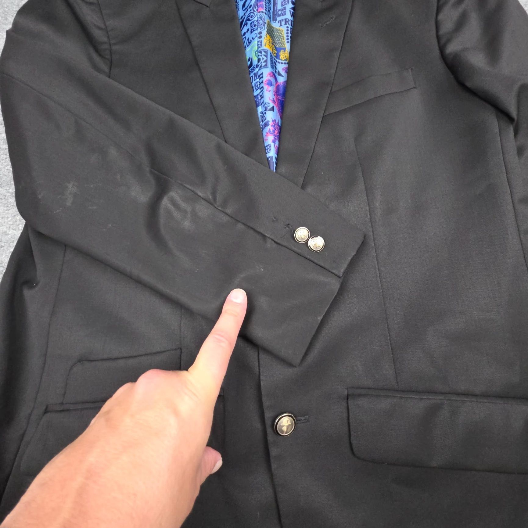 Robert Graham Robert Graham Men’s Size 42 R Classic Fit Black Wool Blazer Jacket Two Button Peak Lapel Regular"/"Jacket Size 42R - 5 Thumbnail
