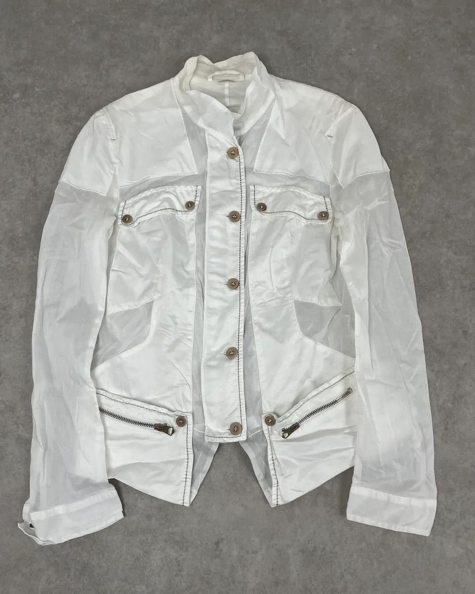 Marithe + Francois Girbaud 2000s Marithé et François Girbaud White Cargo Pocket Jacket Size XS / US 0-2 / IT 36-38 - 1 Thumbnail