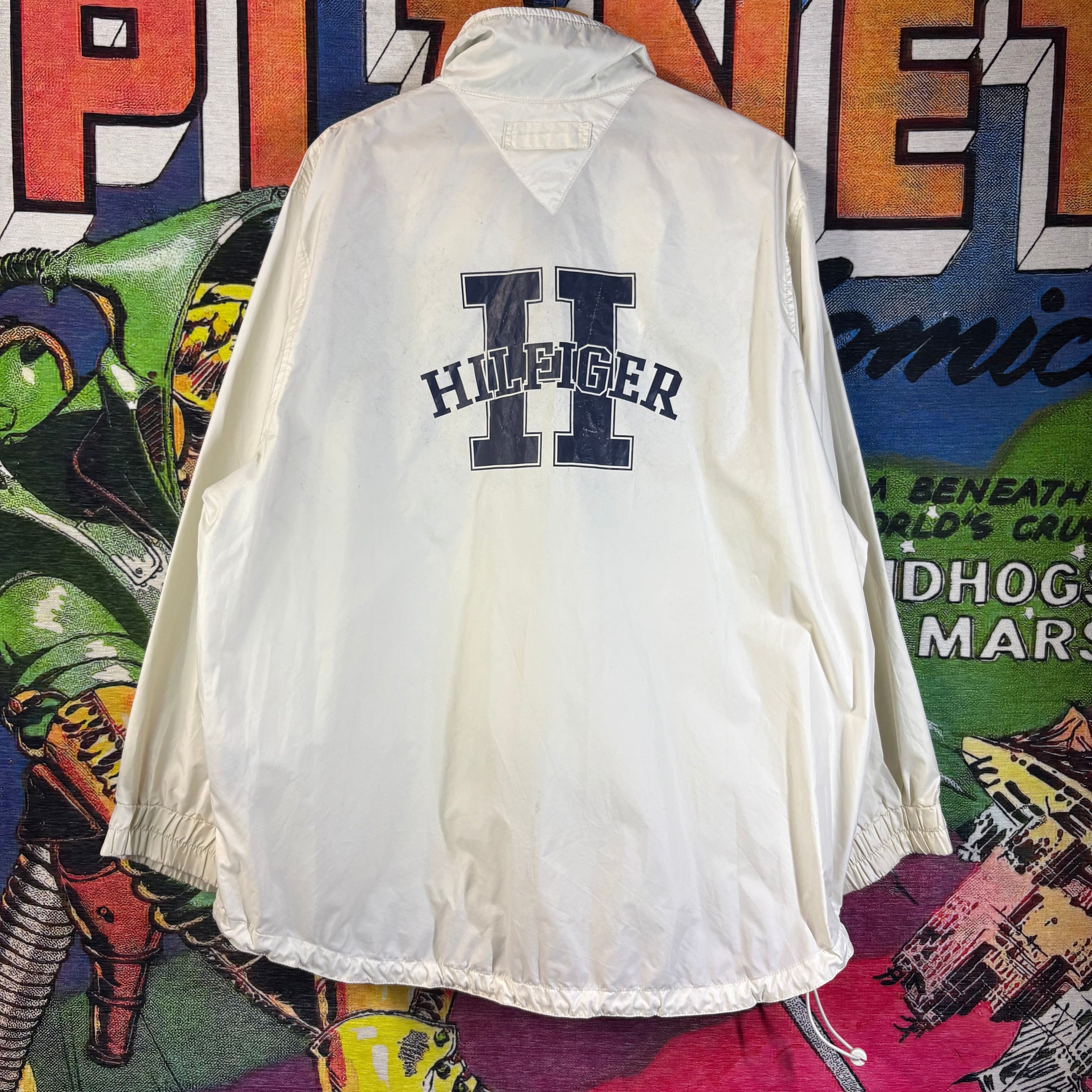 Tommy Hilfiger Vintage Tommy Hilfiger 90s White Nylon PullOver Windbreaker Size US XL / EU 56 / 4 - 3 Thumbnail