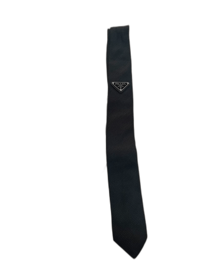 Prada Prada Black Linen Tie with Tag Size ONE SIZE - 1 Thumbnail