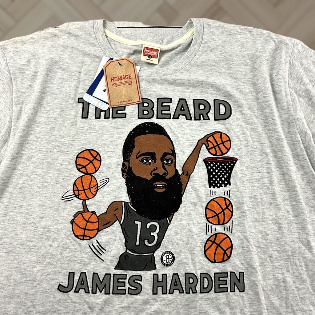Vintage Homage James Harden The Beard Short Sleeve T Shirt Mens XXL Gray Size US XXL / EU 58 / 5 - 1 Thumbnail