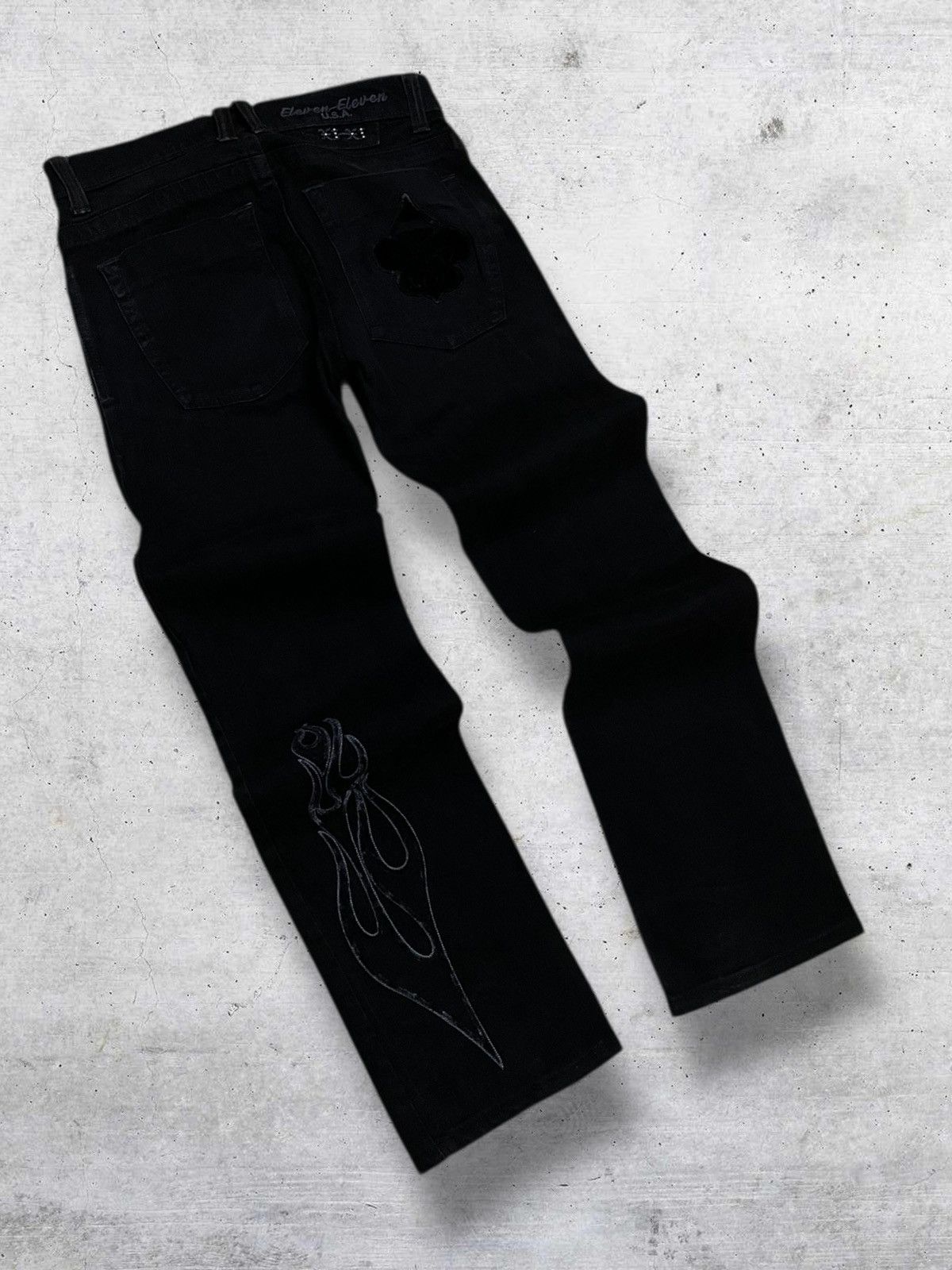 Japanese Brand VINTAGE 11 11 MADE IN USA OG TRIBAL TATTOO SUEDE DENIM 90S Size US 30 / EU 46 - 9 Thumbnail