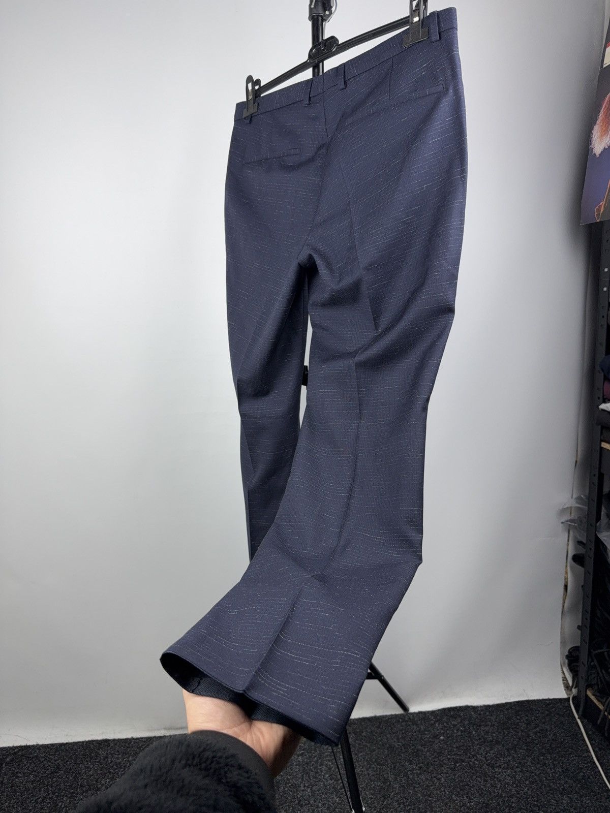 Hugo Boss Luxury 00s Hugo Boss Textured Formal Pants Navy Slim Dress Size US 32 / EU 48 - 10 Thumbnail