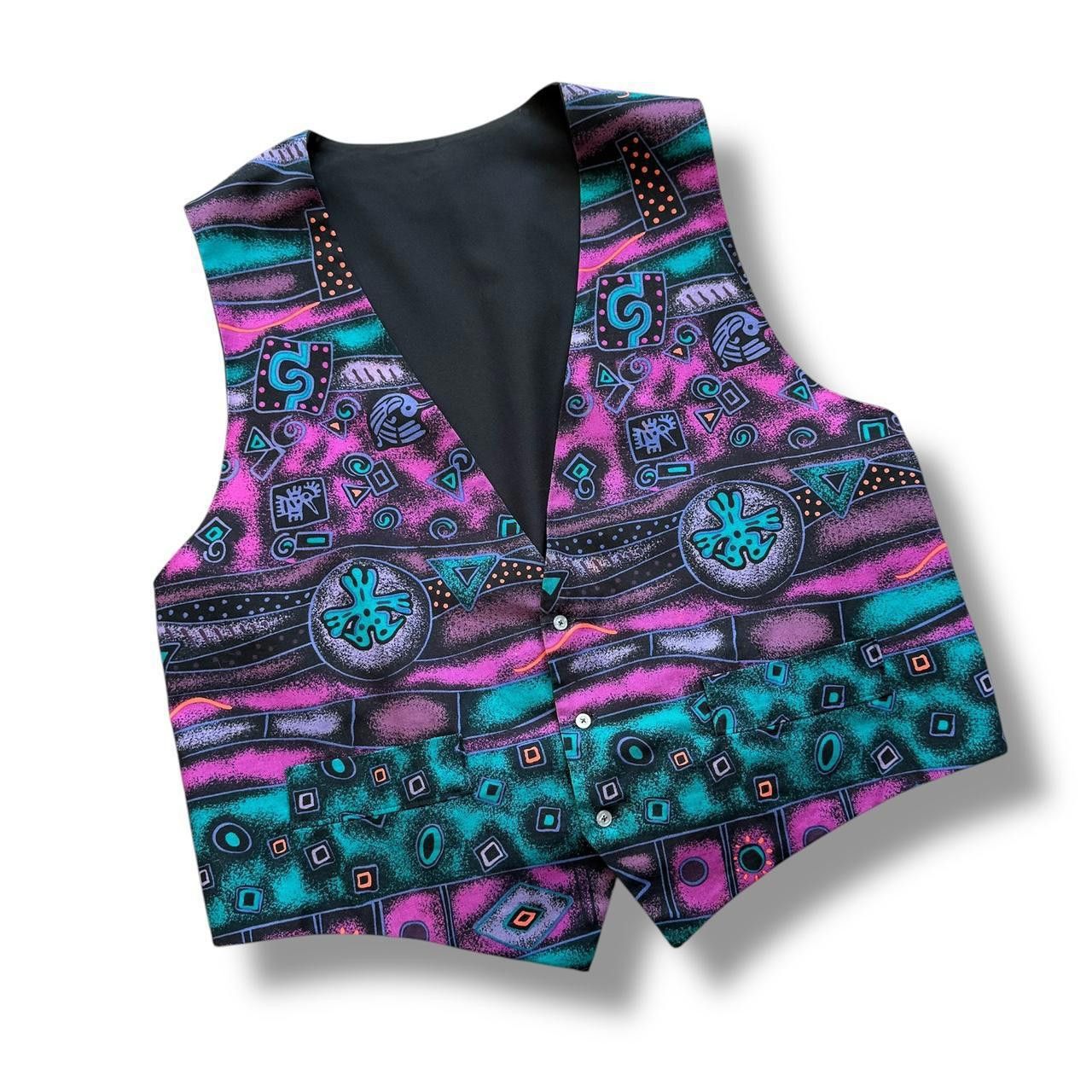 Designer Teal & Purple Native Print Vest Size US XL / EU 56 / 4 - 1 Thumbnail