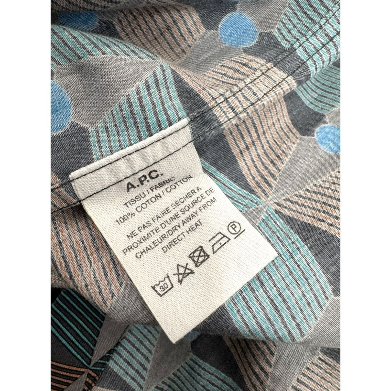 A.P.C. APC Shirt Mens M Madame Rue Paris Geometric EXCELLENT Size US M / EU 48-50 / 2 - 6 Thumbnail