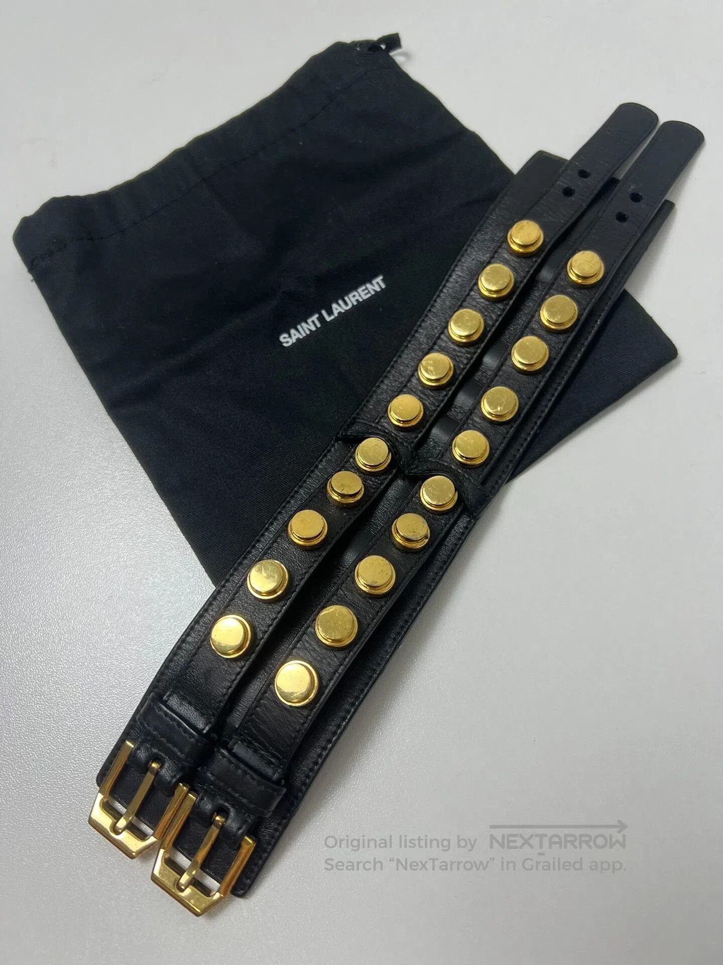Saint Laurent Paris Saint Laurent Double Buckle Leather Bracelet. Size ONE SIZE - 1 Thumbnail