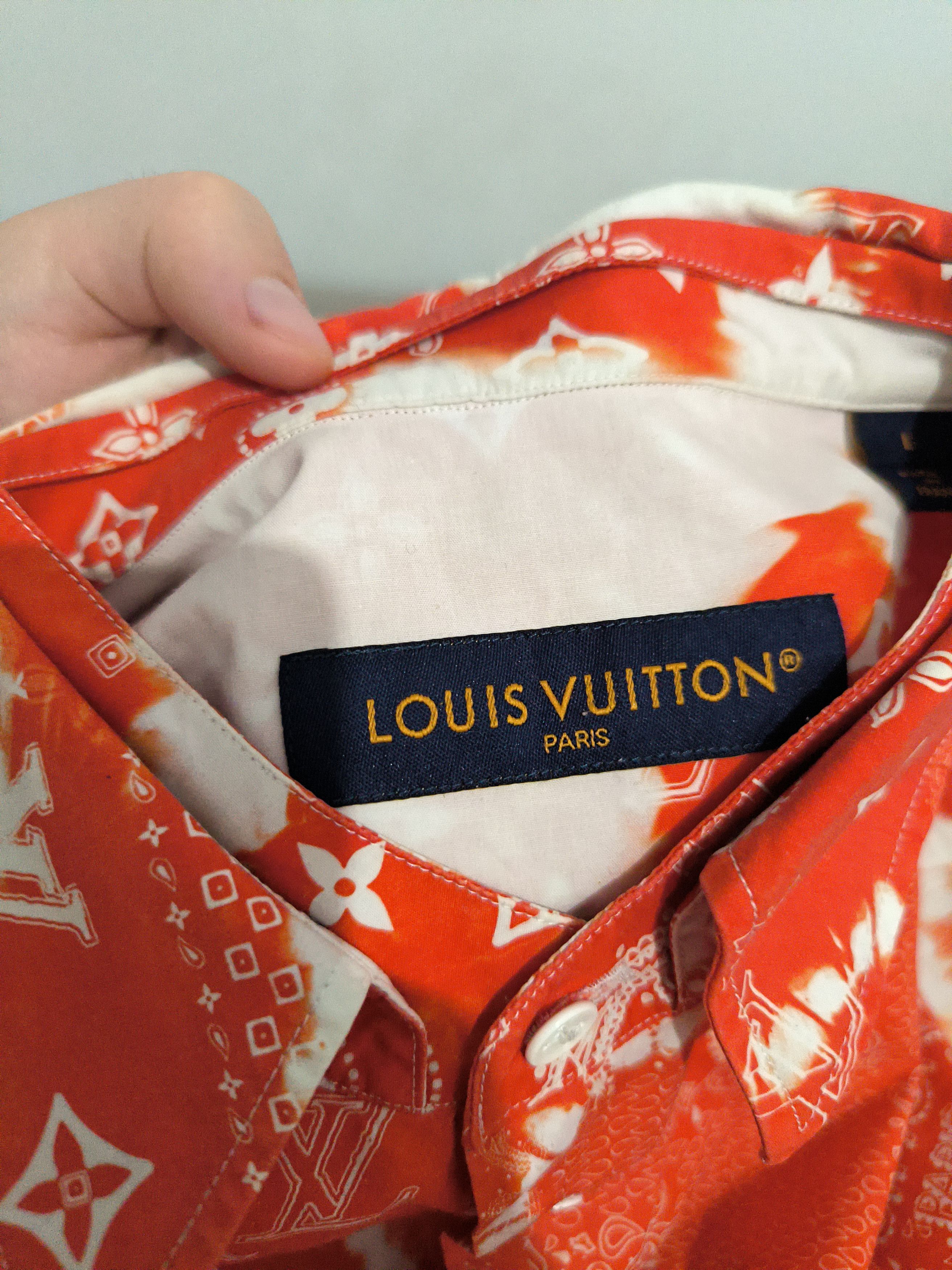 Louis Vuitton LV Monogram Bandana Orange-White Shirt, L, great condition Size US L / EU 52-54 / 3 - 7 Thumbnail