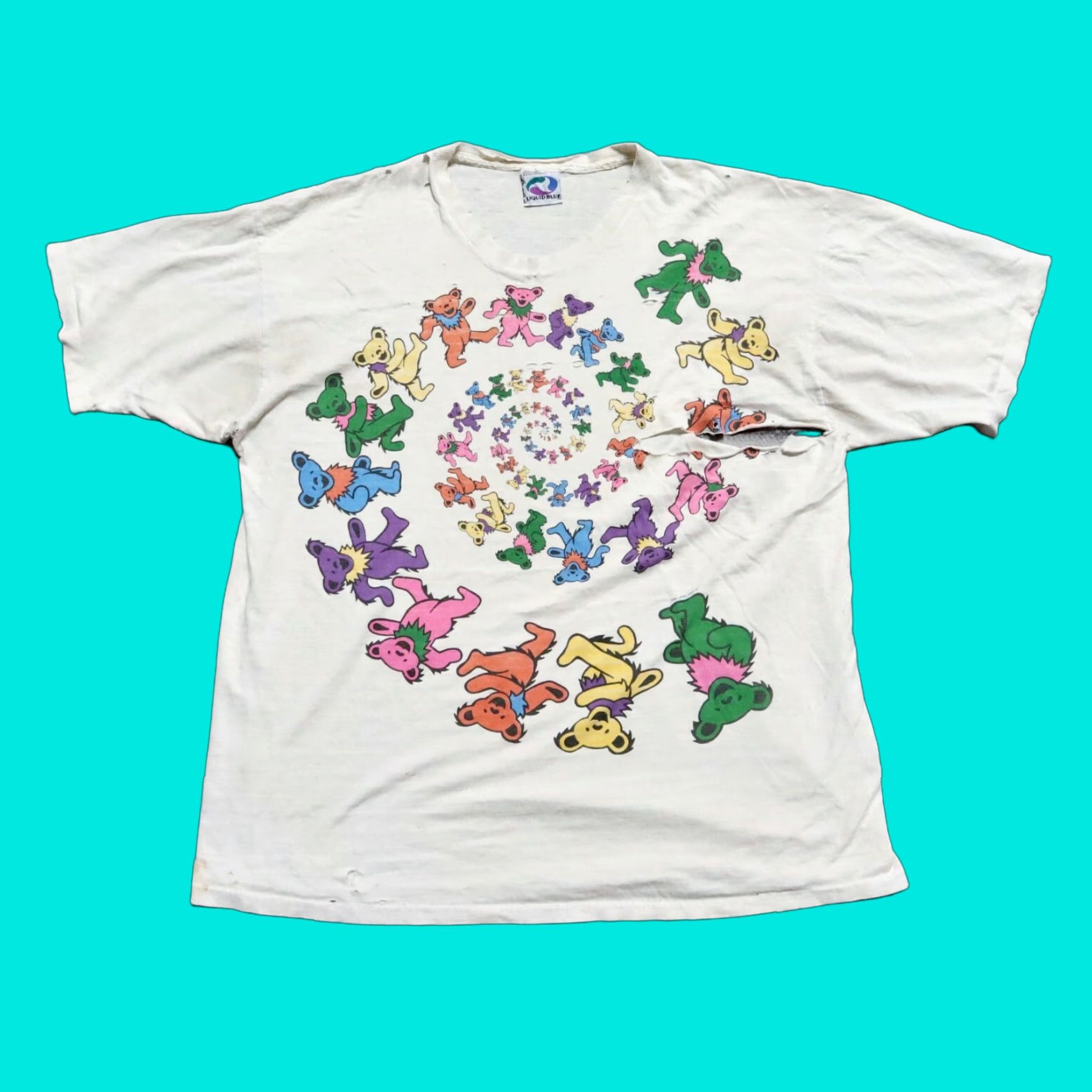 Liquid Blue VINTAGE Grateful Dead Shirt 90s Spiral Bears Liquid Blue XL White Mens Shirt 90s Grateful Dead Spiral Bears Liquid Blue XL White Vintage Mens Shirt Size US XL / EU 56 / 4 - 1 Thumbnail