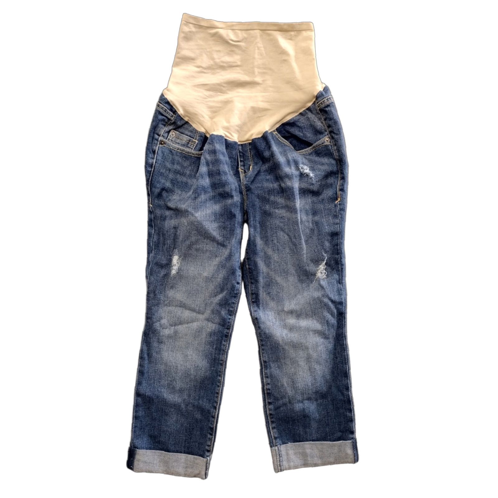 Old Navy OLD NAVY Distressed Cuffed Blue Denim Maternity Jeans Size 8 Size 30" / US 8 / IT 44 - 1 Thumbnail