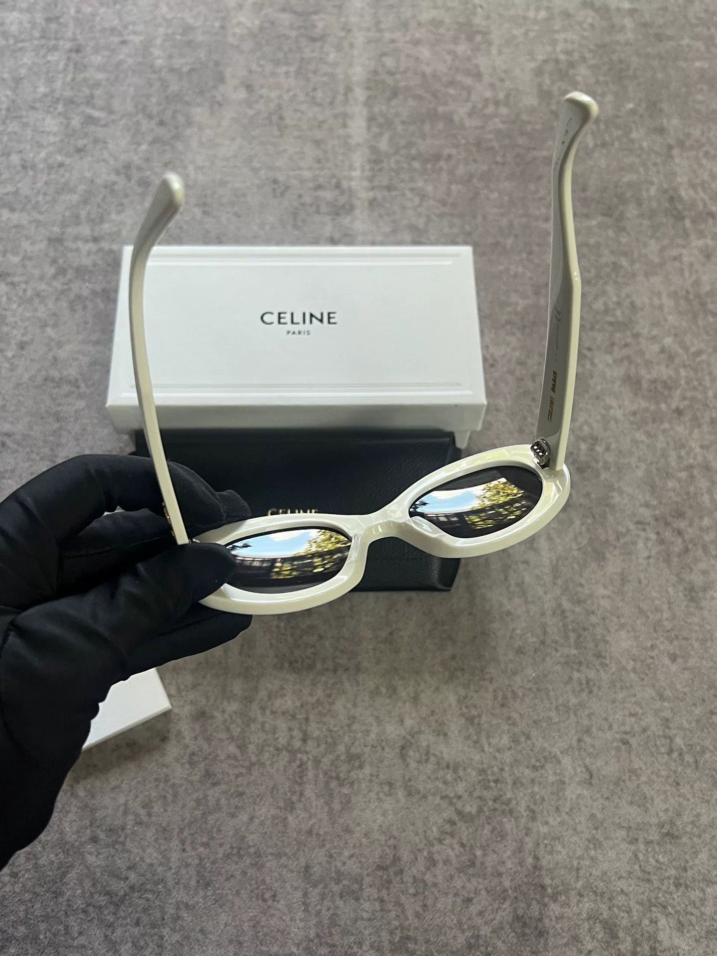 Celine Celine Platinum Triomphe Side Logo Round Sunglasses Size ONE SIZE - 6 Thumbnail