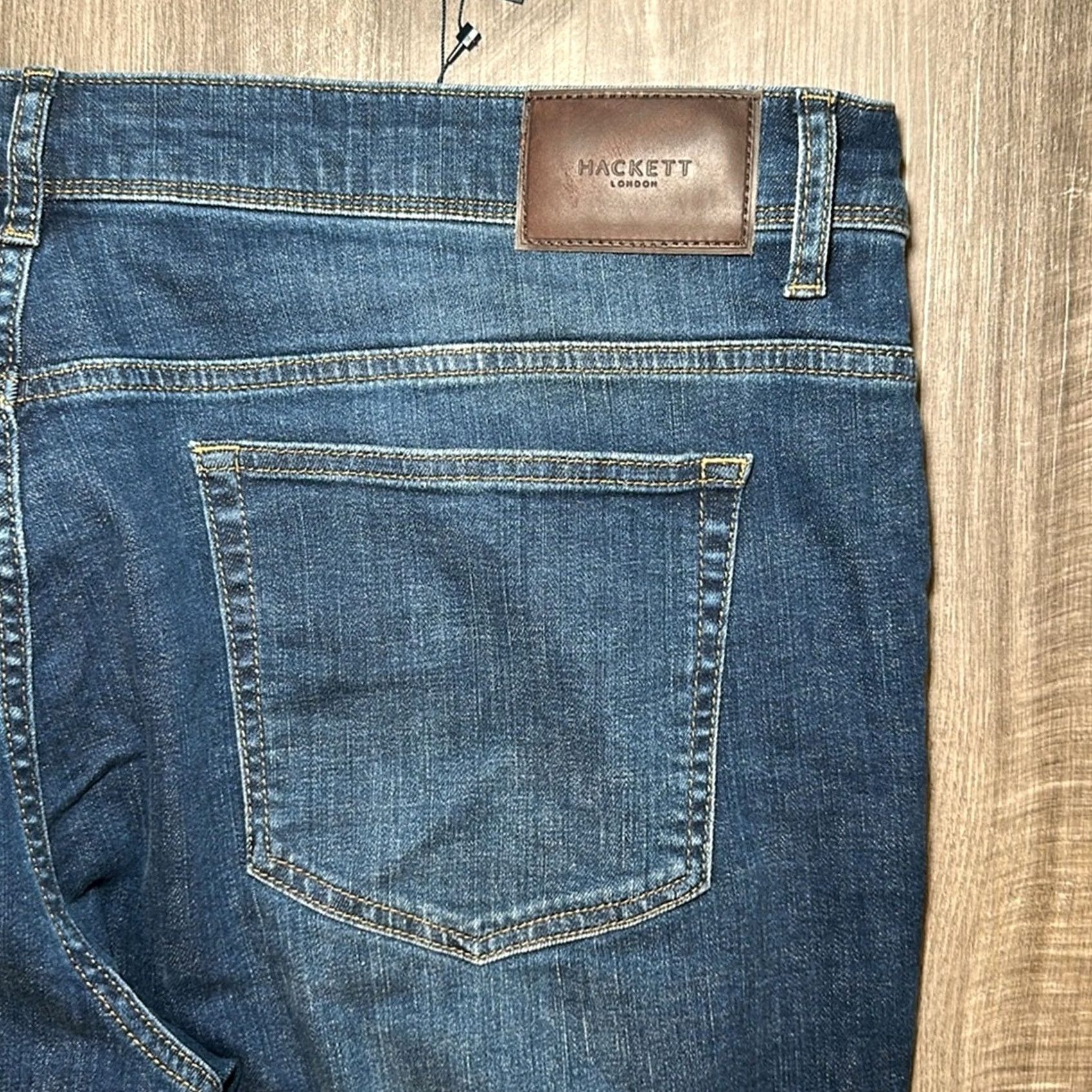 Hackett Hackett London Slim Vintage Wash Jeans - 42R Mens Denim Jeans Slim Straight Blue 32in Inseam Straight 42 Mens Vintage Wash jeans Size US 42 / EU 58 - 5 Thumbnail