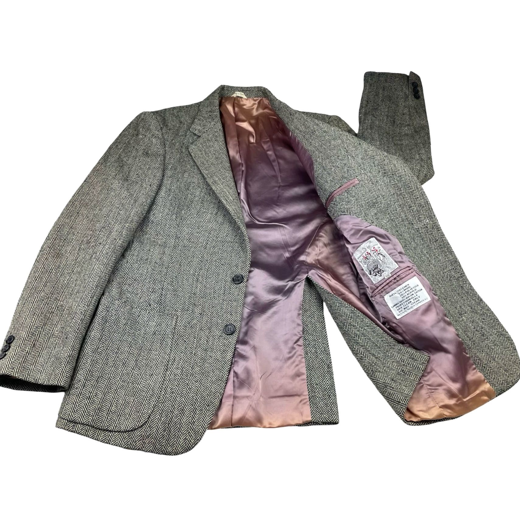 Vintage VINTAGE Scotts Grey Ltd. Men’s Tweed Blazer Jacket 2-Button Black White Herringbone 38R Mens Size 38R - 3 Thumbnail