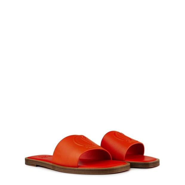 Christian Louboutin Cl Embossed Leather Mules Size US 11 / IT 41 - 4 Thumbnail