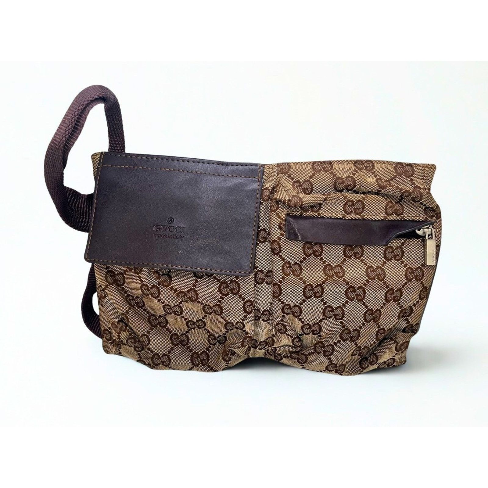 Gucci Gucci GG Canvas x Leather Beige Brown Waist Bag Belt Bag Size ONE SIZE - 2 Thumbnail