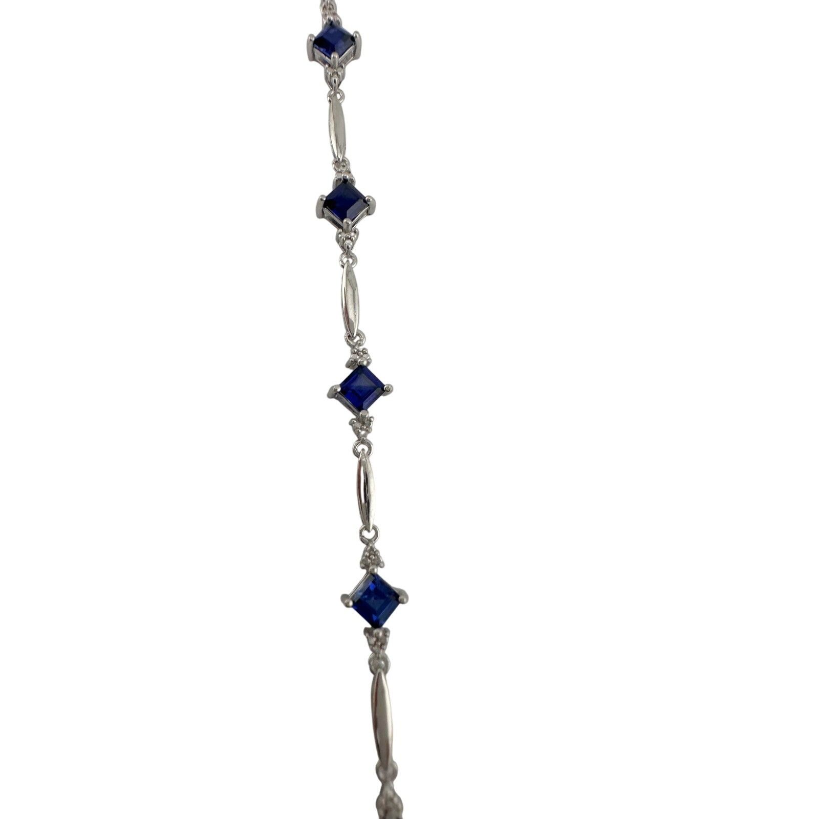 Other 3.10 Carat Lab Created Sapphire Bracelet with Diamond Accent Size ONE SIZE - 5 Thumbnail