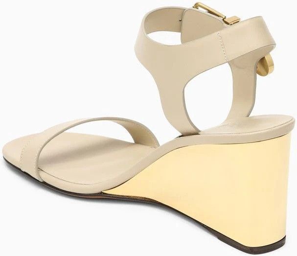 Chloe o1loc1c0325 CHC24 Rebecca Wedge Sandals in Cream Size US 11 / IT 41 - 2 Thumbnail