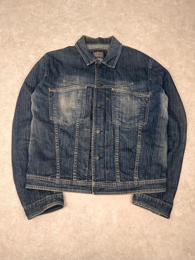 Marithe + Francois Girbaud 2000s Marithé + François Girbaud Blue Faded Denim Jacket Size US M / EU 48-50 / 2 - 3 Thumbnail