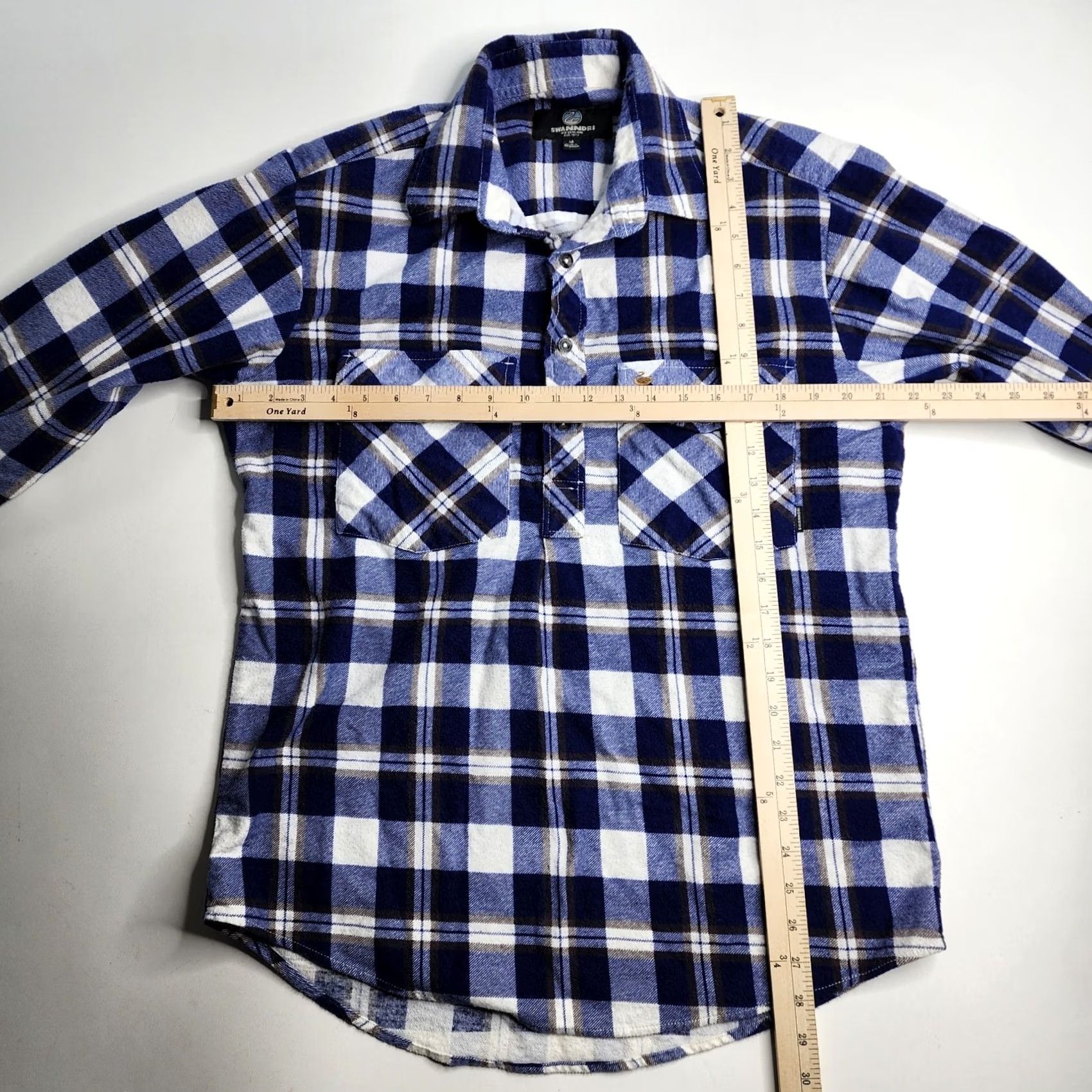 Vintage Swanndri Flannel Shirt Button Blue Plaid Henley Cotton Size Medium Mens Size US M / EU 48-50 / 2 - 7 Thumbnail