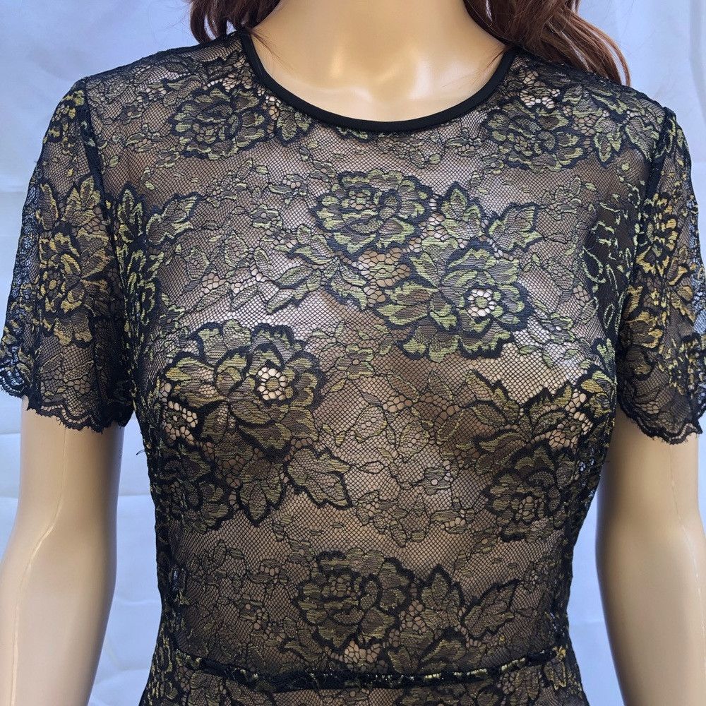 Diane von Furstenberg $468 Diane von Furstenberg Black Gold Sheath Dress Size 2 Size XS / US 0-2 / IT 36-38 - 5 Thumbnail
