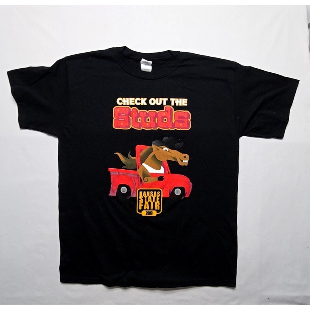 Gildan 2009 Kansas State Fair Horse Graphic Tee Black L Shirt Size US L / EU 52-54 / 3 - 1 Thumbnail