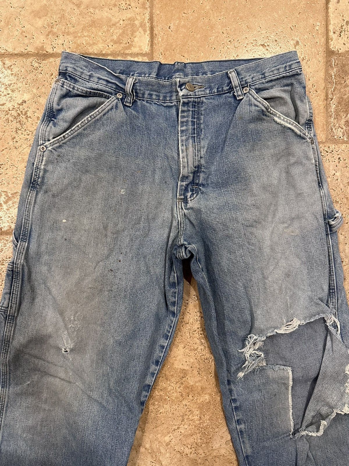 Vintage × Wrangler Vintage WRG Wrangler Distressed Blue Carpenter Denim Jeans Size US 32 / EU 48 - 3 Thumbnail