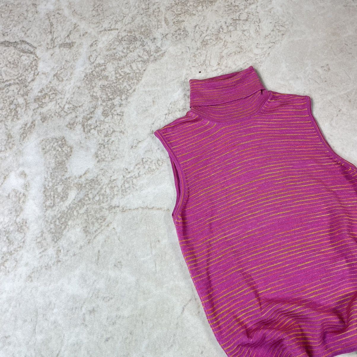 Missoni Missoni Wool&Viscose Zigzag High Neck Y2K Pink Tank Top Size M / US 6-8 / IT 42-44 - 4 Thumbnail
