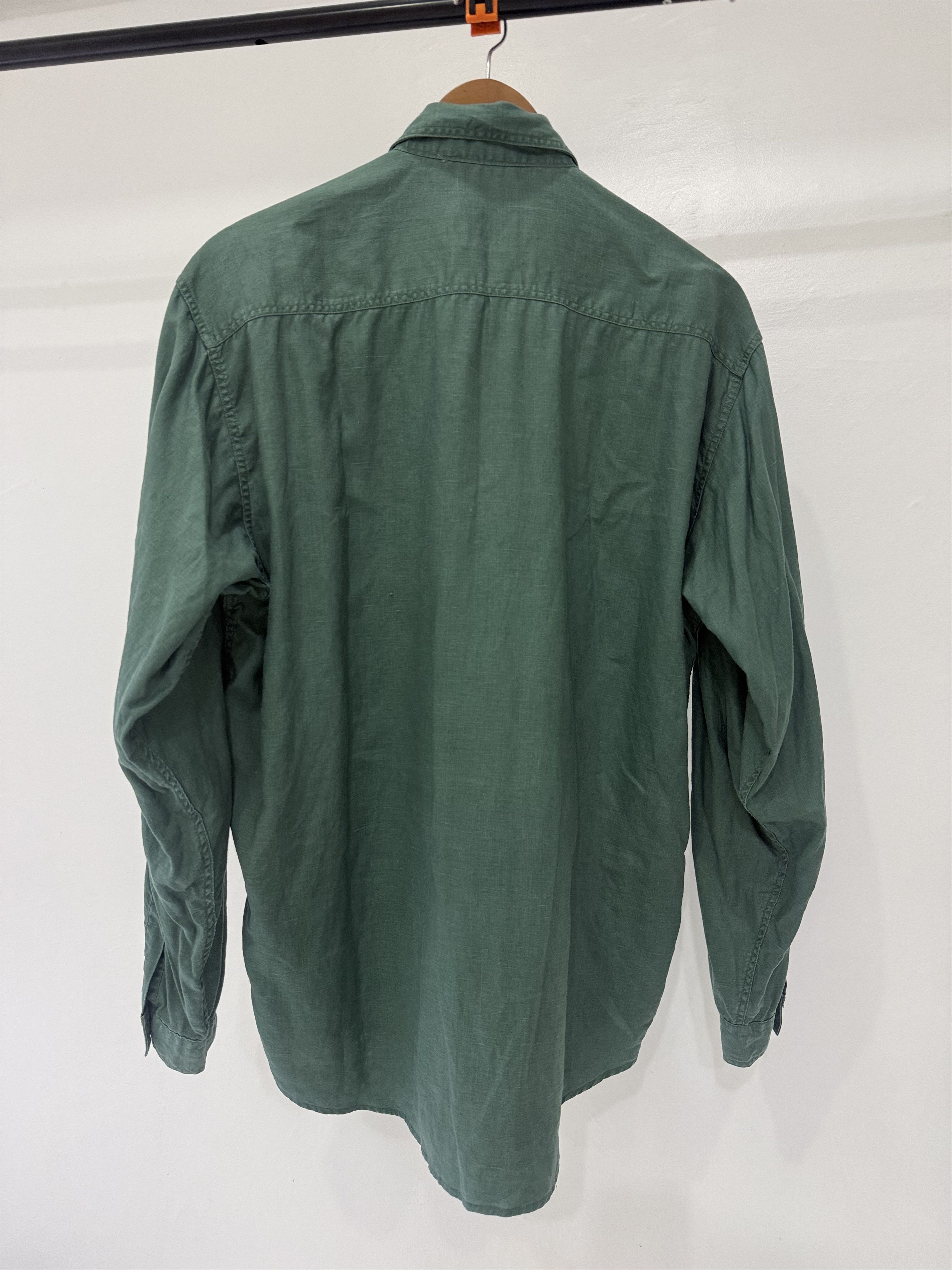 Armani Armani Jeans - 1990s 3/4 Buttondown Linen Shirt RARE Size US L / EU 52-54 / 3 - 5 Thumbnail