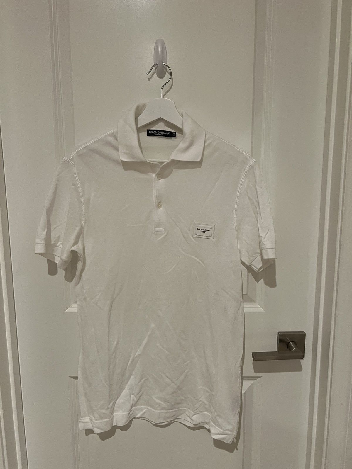 Dolce & Gabbana Dolce & Gabbana D&G Branded Plate Polo Shirt - White Size US S / EU 44-46 / 1 - 1 Thumbnail