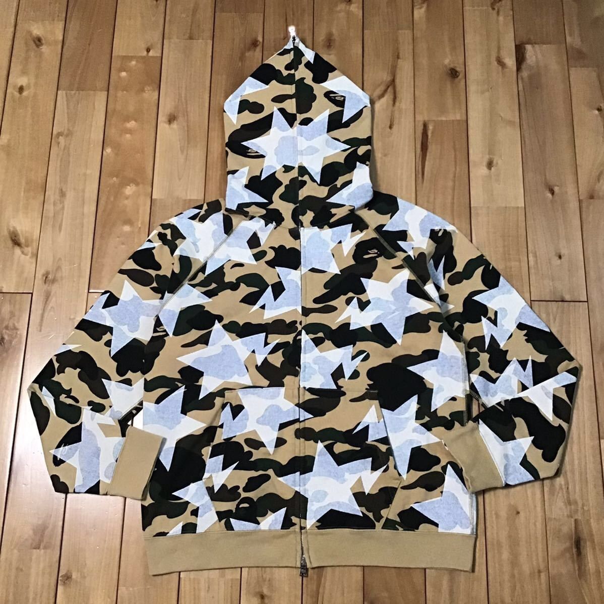 BAPE STA full zip hoodie 1st camo yellow a bathing ape star