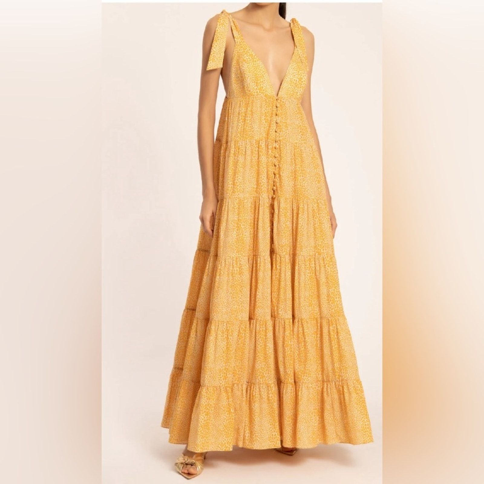 Other ADRIANA DEGREAS Tortoise Long Dress With Straps Yellow M Size M / US 6-8 / IT 42-44 - 6 Thumbnail