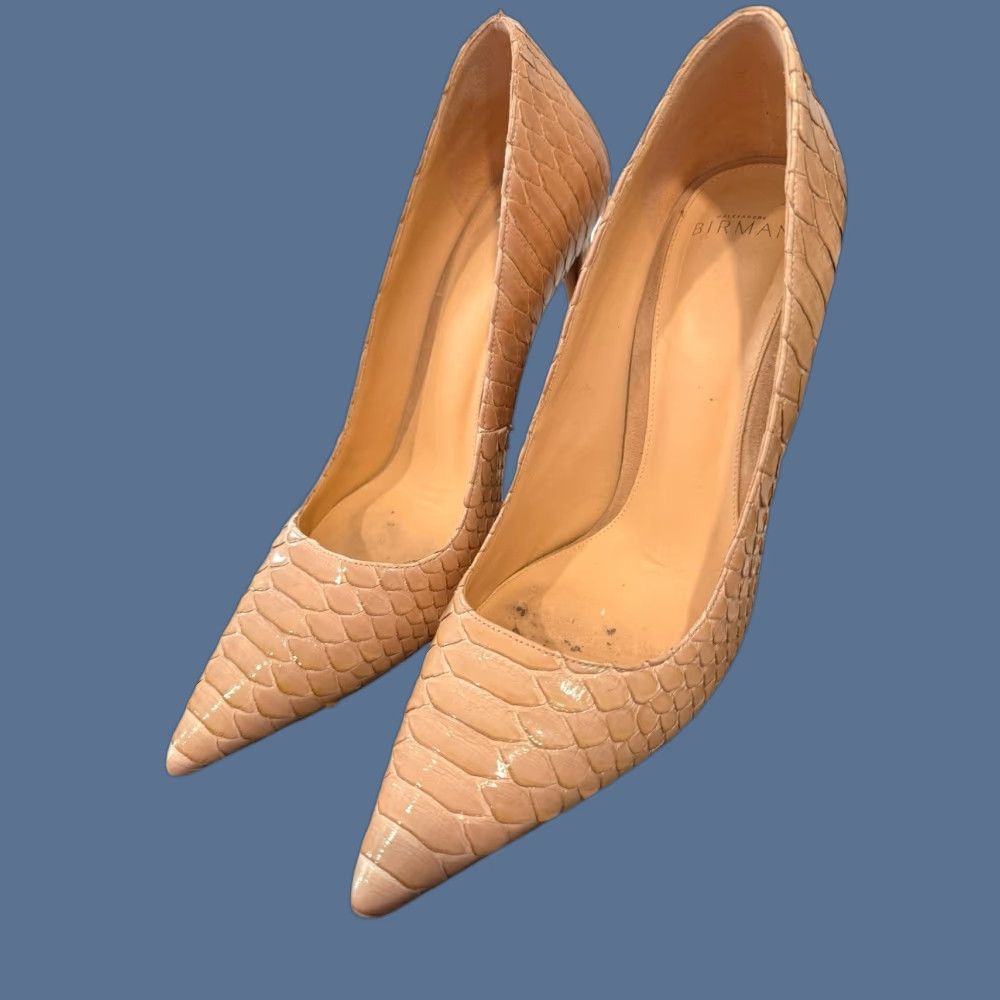 Alexandre Birman Alexandre Birman Womens Snakeskin Heels Pumps Taupe Beige Size 9 40 READ Read Size US 9 / IT 39 - 1 Thumbnail