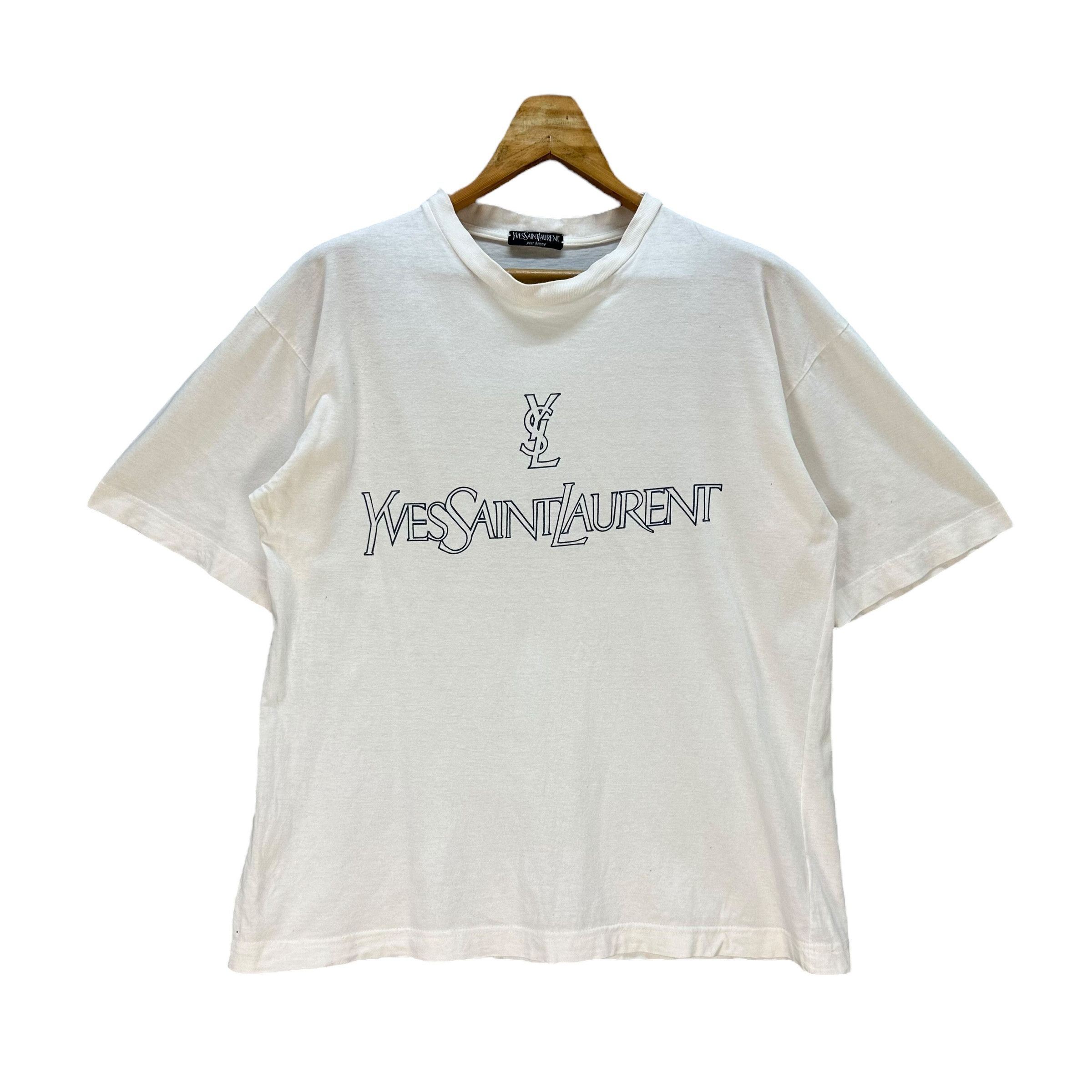 Vintage 90's YSL Pour Homme Big Logo Tees #A80-1927